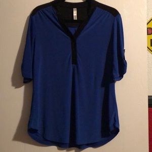 Blue and Black Sleeve Top